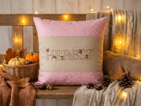 HERBST Schriftzug -  Vollstick redwork Stickdatei